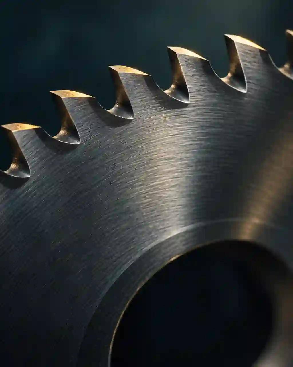 Macro view of saw blade teeth and brushed steel (AI-generated)